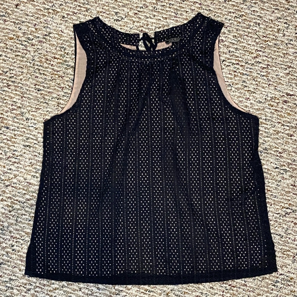 Lucky Brand Black Crochet Sleeveless Boho Top